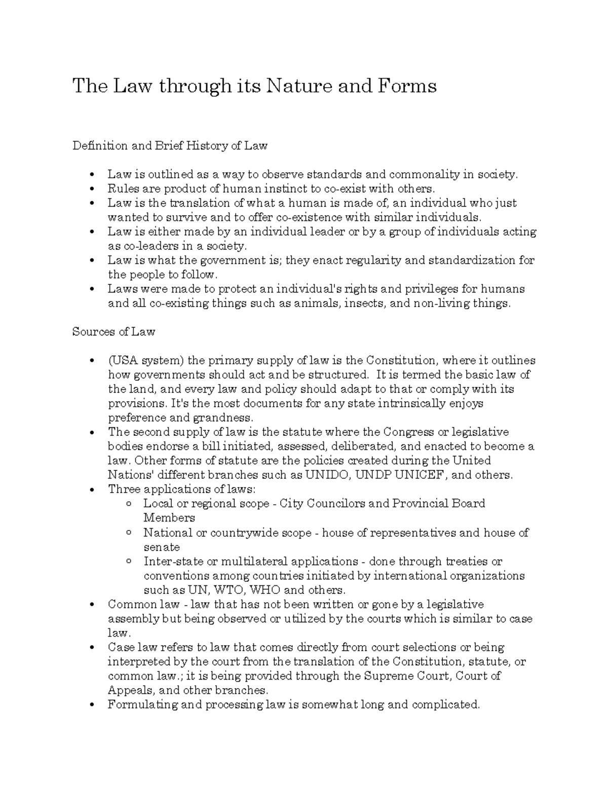 The Law through its Nature and Forms The Law through its Nature and