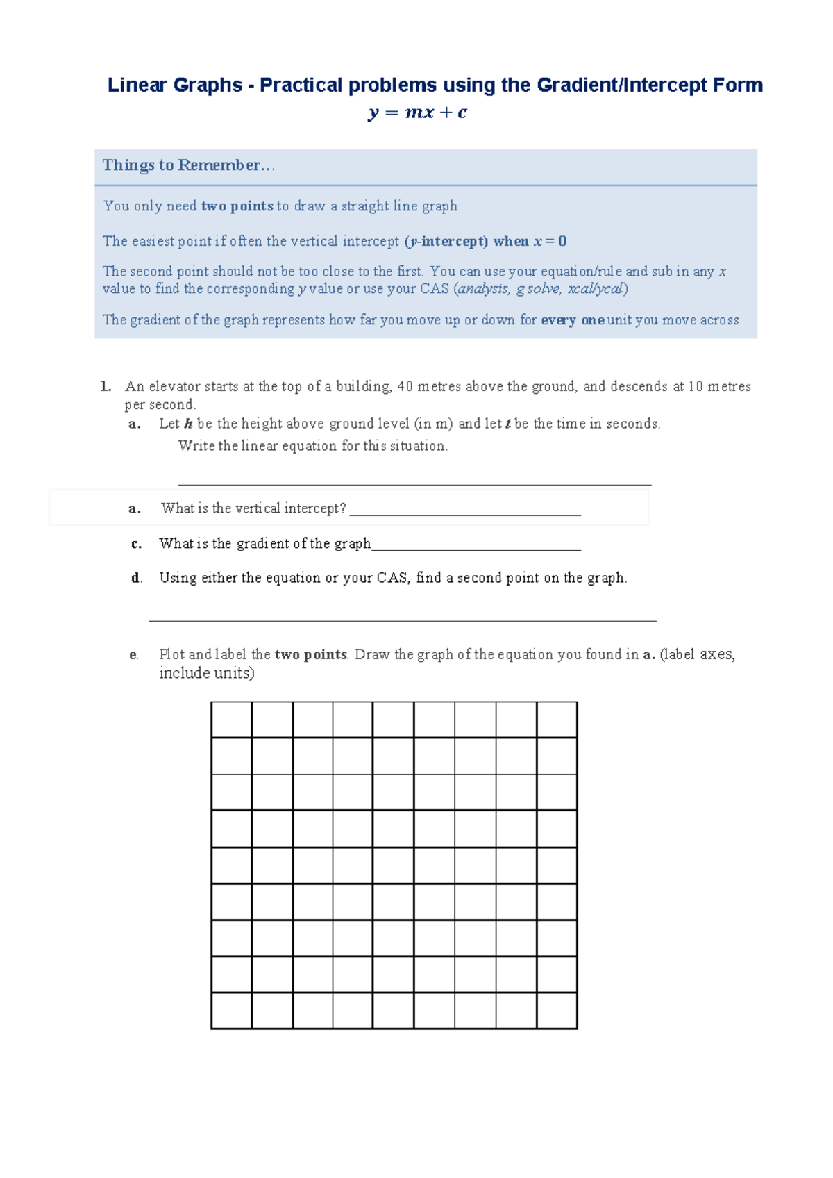 Gradietand Interceptpracticalproblems-220815-224023 - Linear Graphs ...