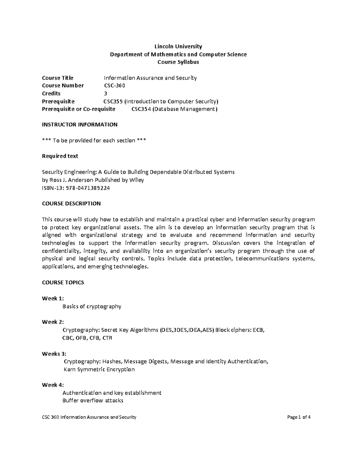 CSC360Info Sec - asdsadadas - **Lincoln鈀 University鈀 - Studocu