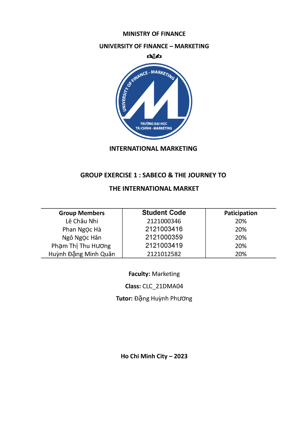 international marketing group assignment