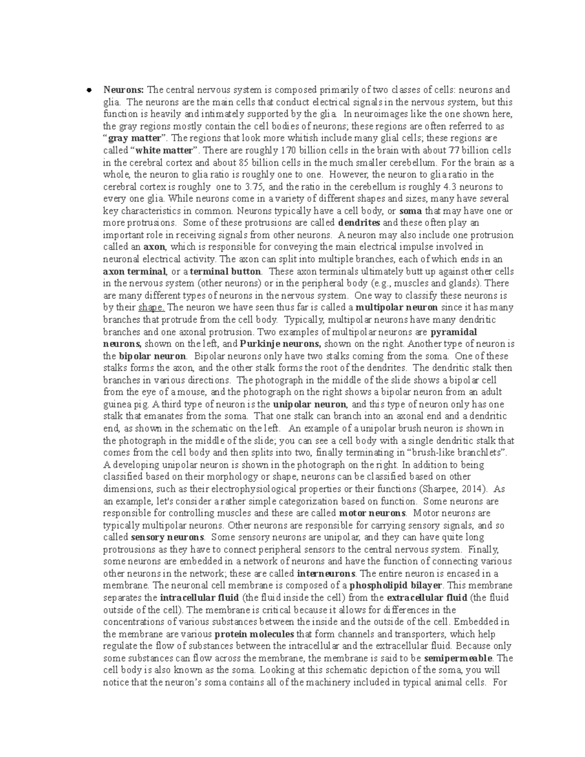 Psych 261 Module 2 - Neurons: The central nervous system is composed ...