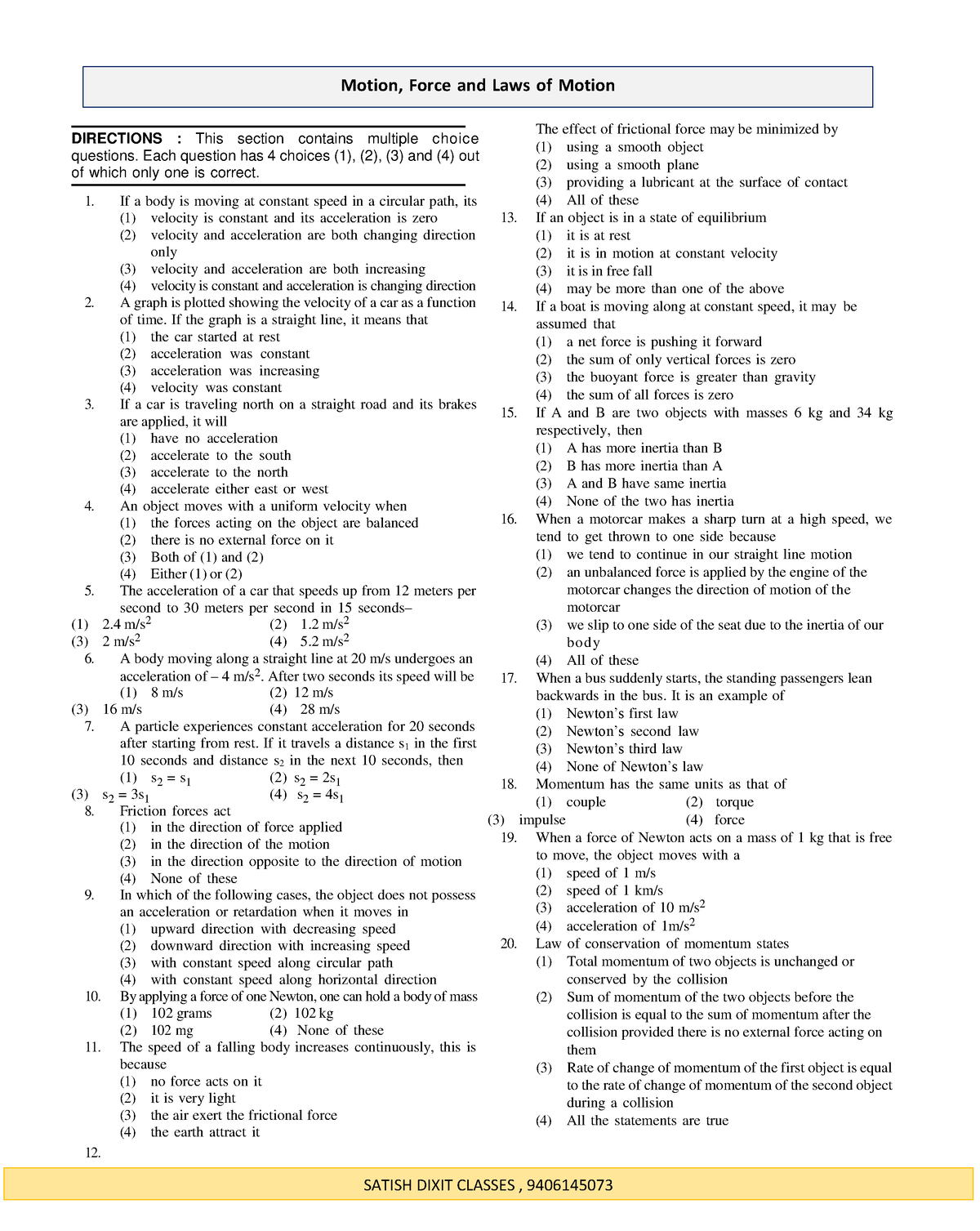 SDC Science Worksheet - History - DIRECTIONS : This section