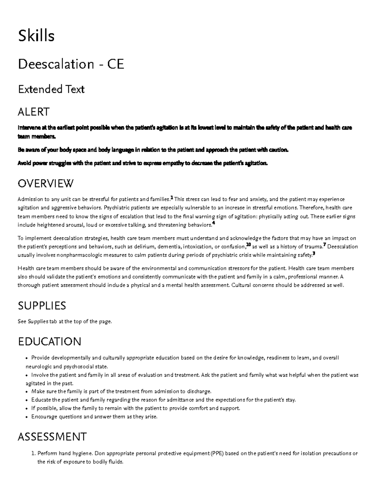 Deescalation - Extended - Skills Deescalation - CE Extended Text ALERT ...