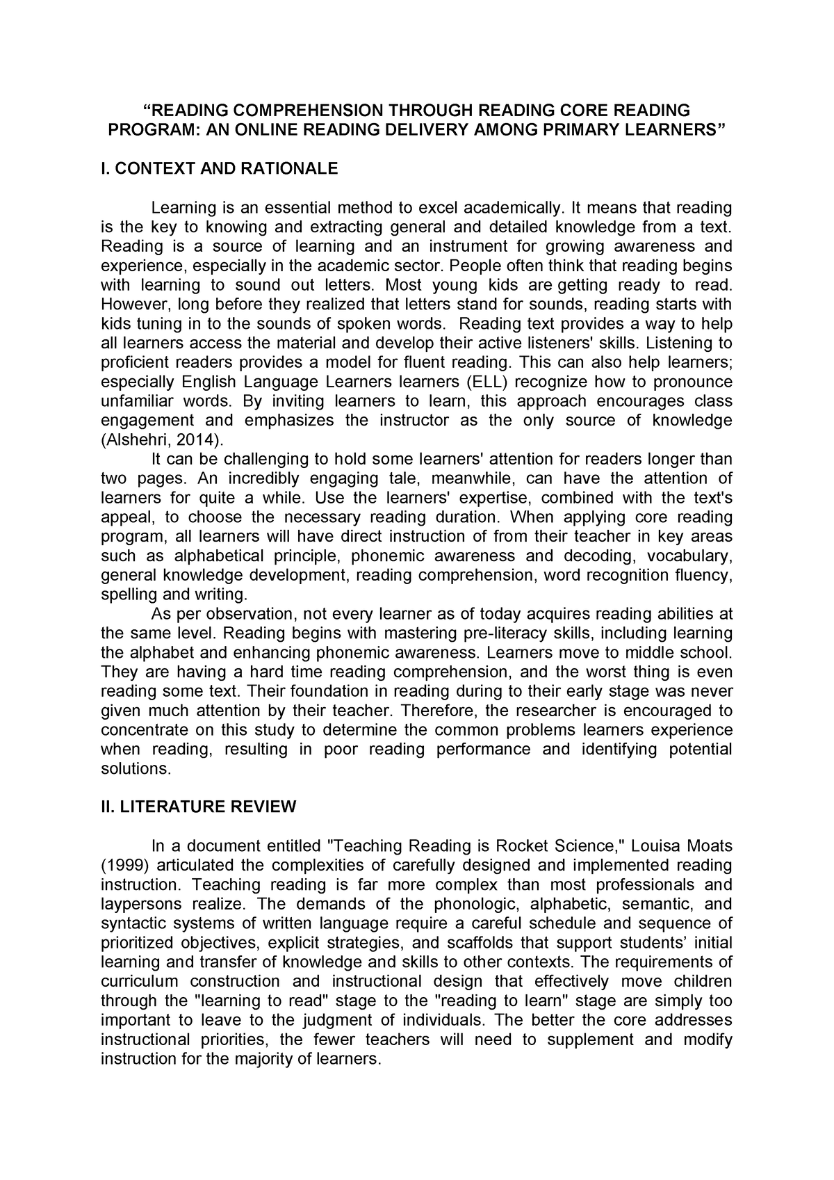 action research proposal for reading comprehension