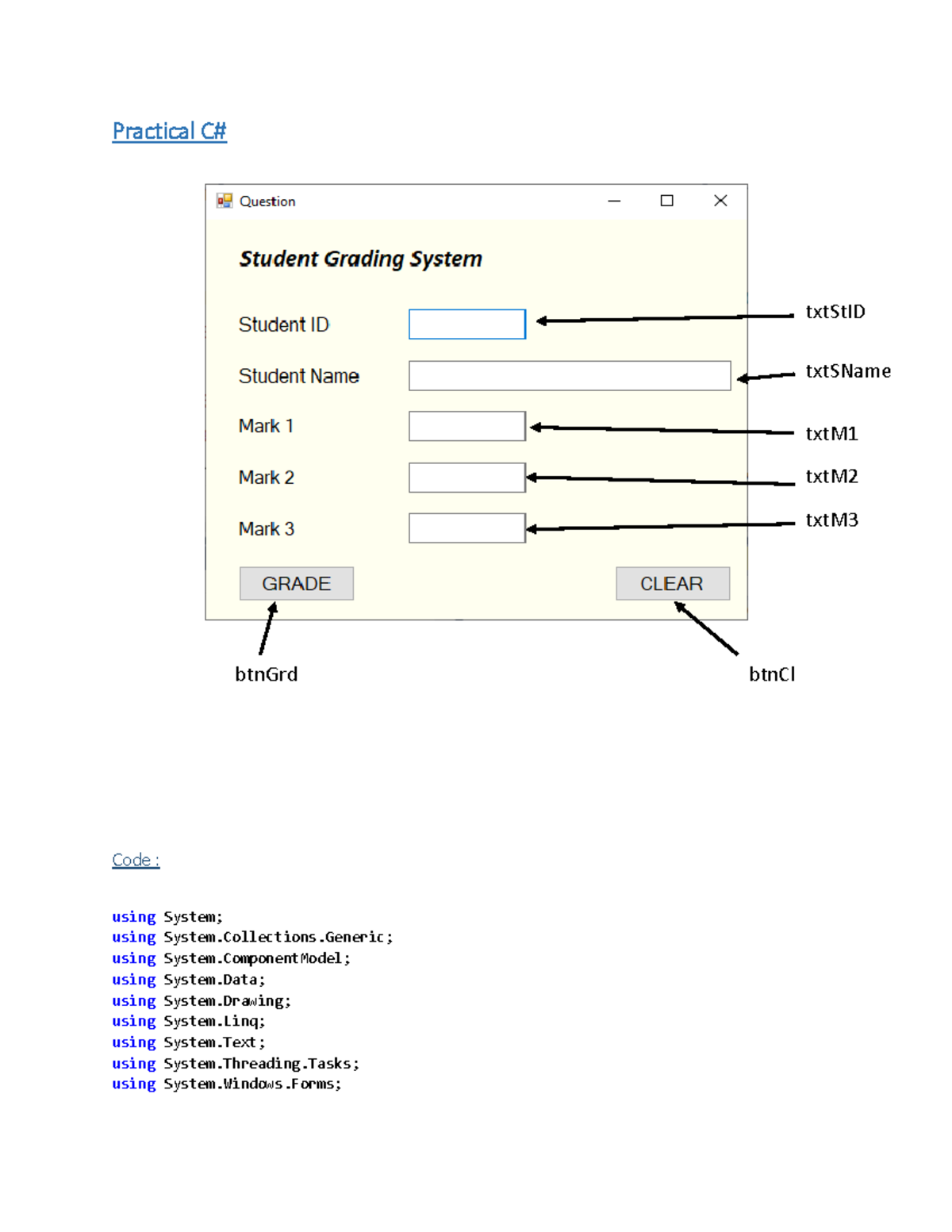 Practical C - dffff - Practical C# Code : using System; using System ...