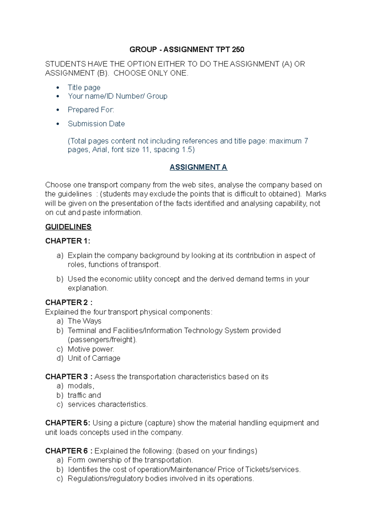 Assignment TPT 250 group mac 22 - GROUP - ASSIGNMENT TPT 250 STUDENTS ...