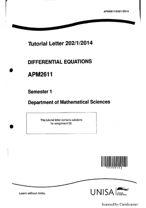 2021 Assignment 2 solutions - APM2611 - Unisa - Studocu