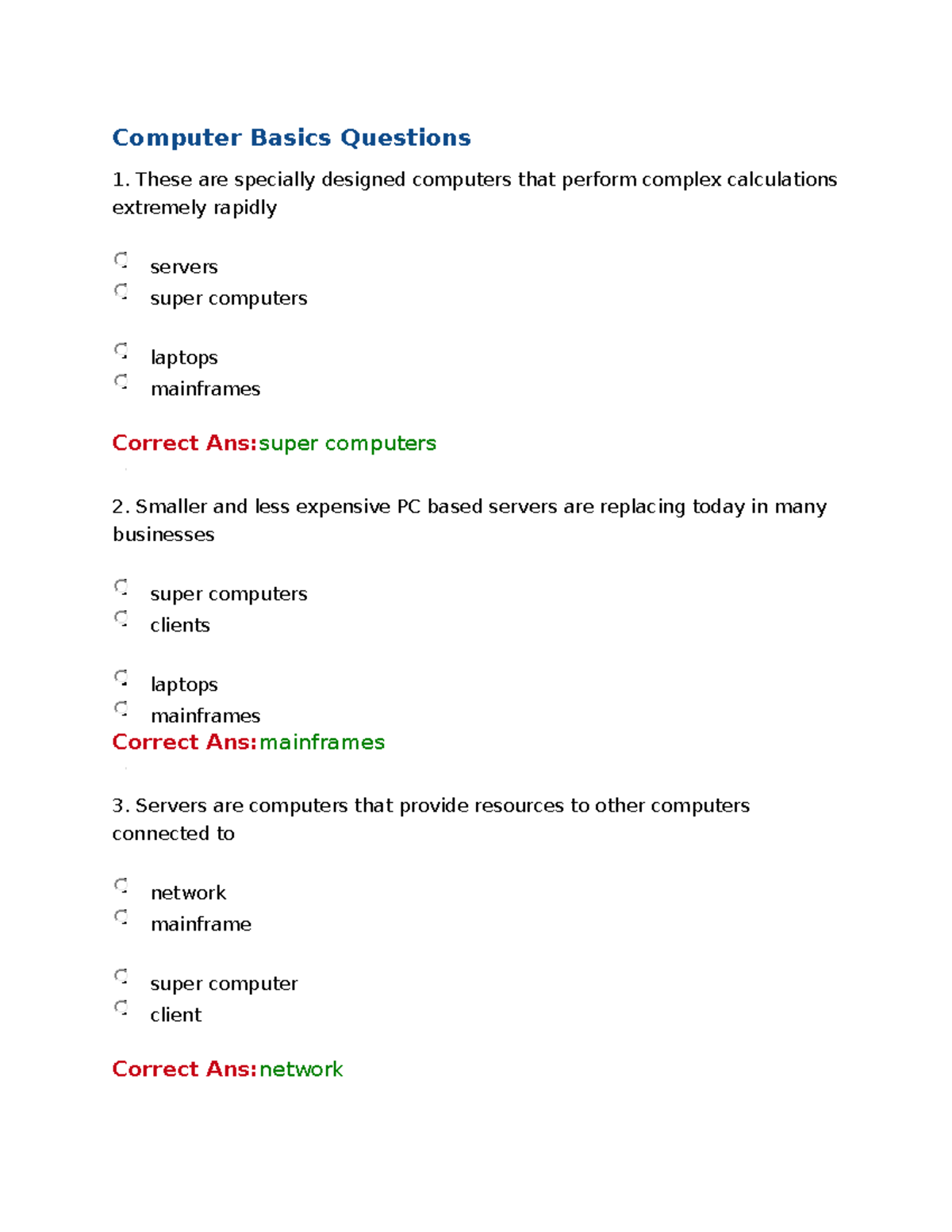 Computer-Basics-Questions - Computer Basics Questions These are ...