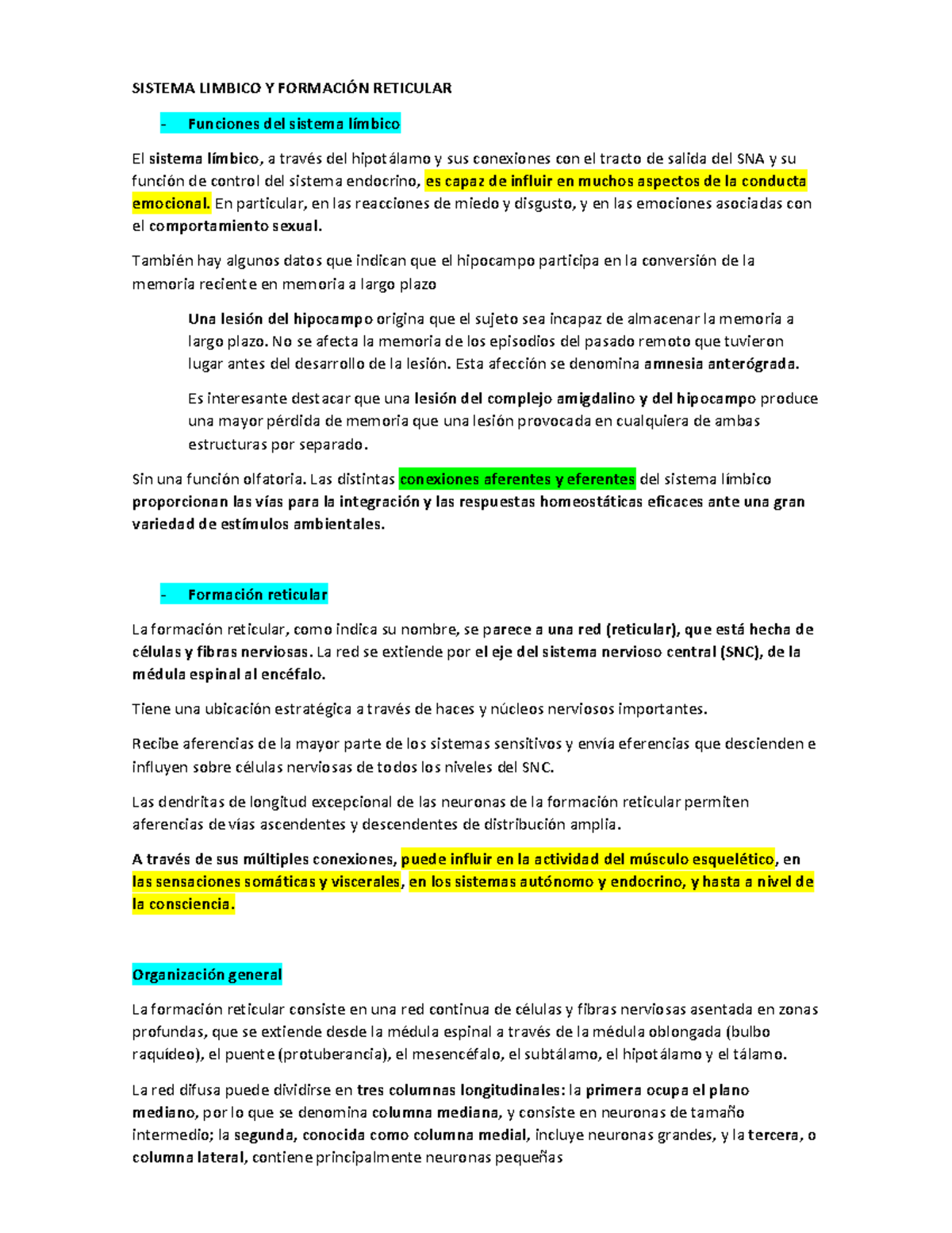 Sistema Limbico Y Formación Reticular V2 SISTEMA LIMBICO Y FORMACI”N