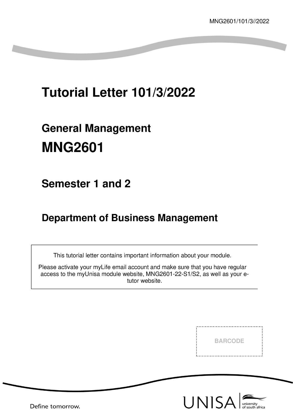 MNG2601 101 3 2022 - Notes - MNG2601/101/3// Tutorial Letter 101/3 ...