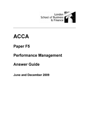 ACCA LSBF F5 Answer Guide Performace Management - StuDocu