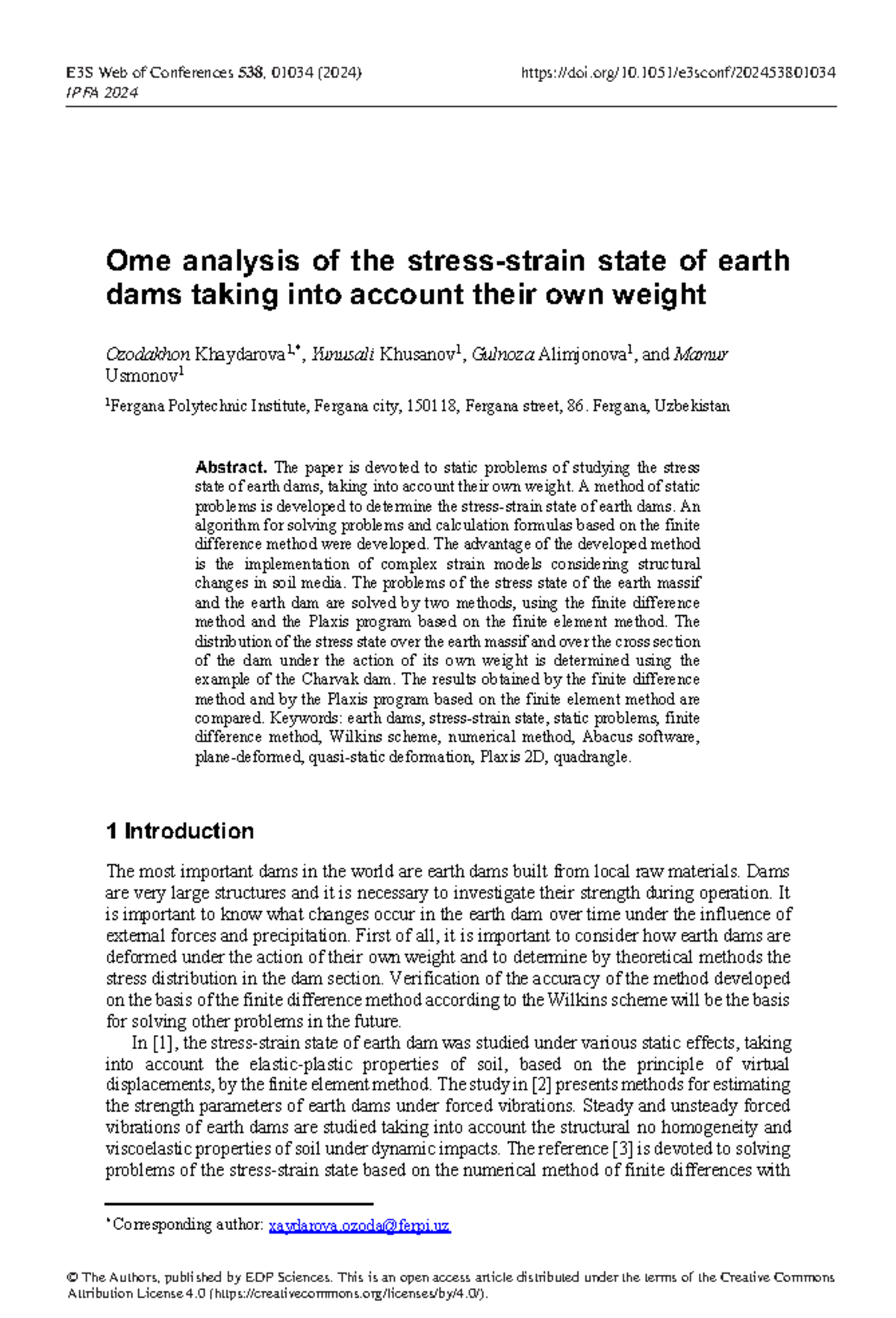 Ome analysis of the stress-strain state of earth d - Ome analysis of ...