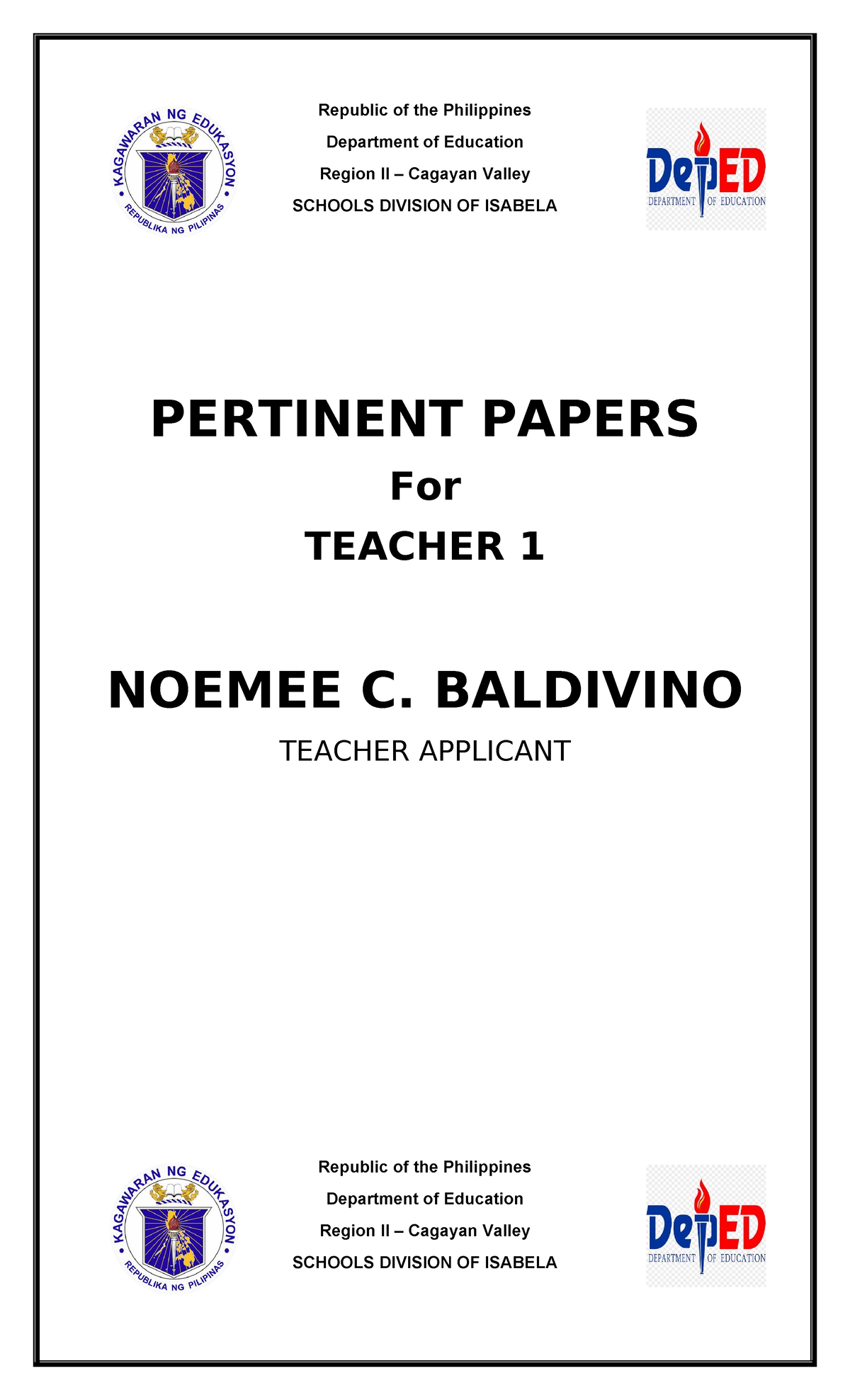 642370598- Pertinent- Papers - Republic of the Philippines Department ...