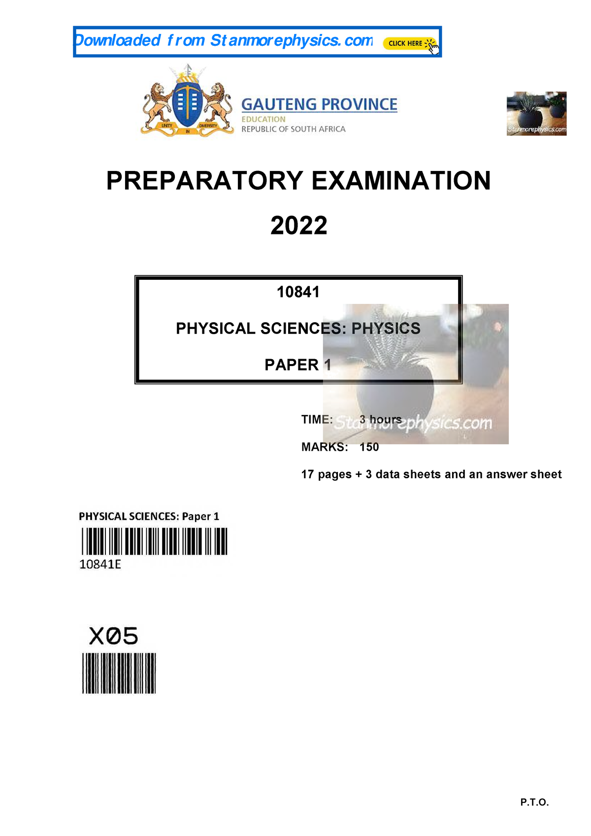 Gauteng Physical Science Grade 12 SEPT 2022 P1 And Memo - PREPARATORY ...