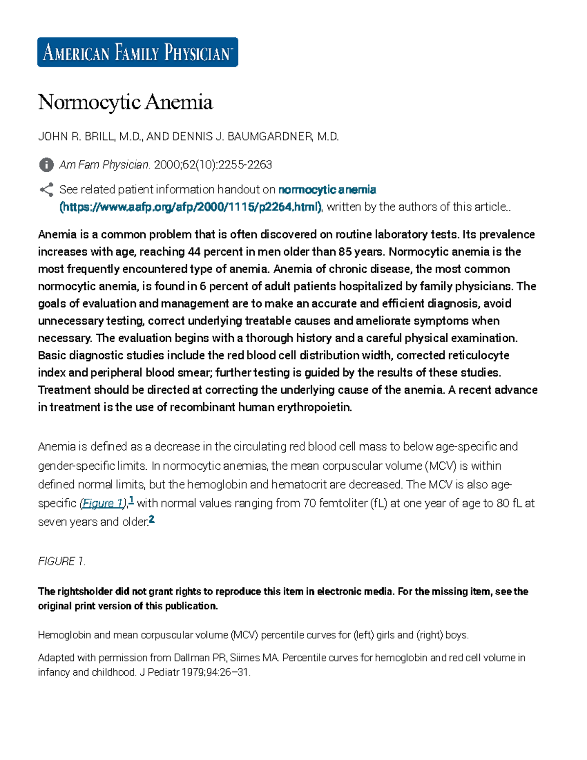 Normocytic Anemia AAFP - Normocytic Anemia JOHN R. BRILL, M., AND ...