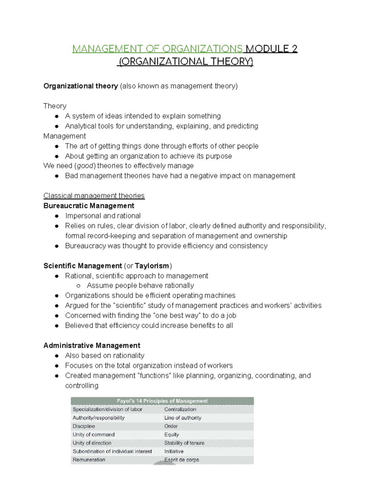 MGT ORGS MOD 2 - Lecture notes Module 2 - MANAGEMENT OF ORGANIZATIONS ...