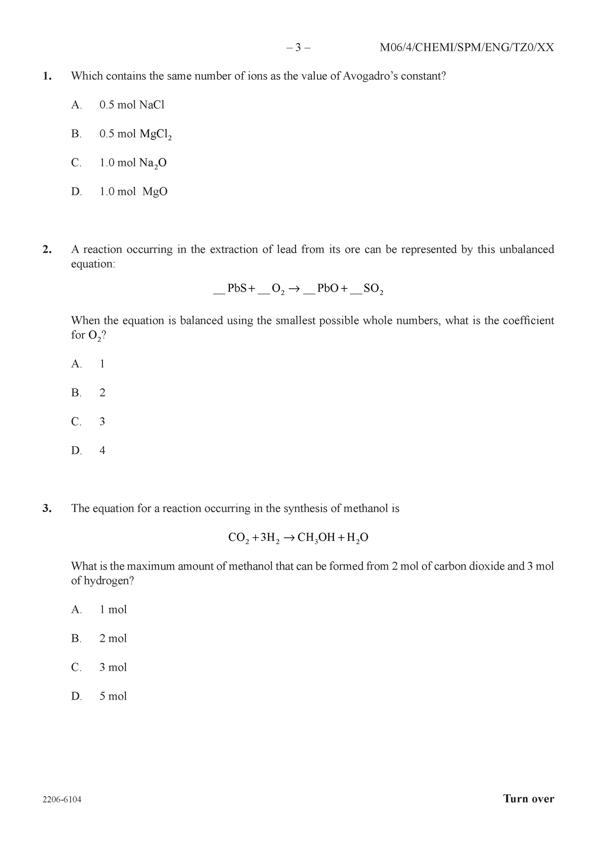 Chemistry-SL-paper-1 (dragged) - 2206- – 3 – Turn over M06/4/CHEMI/SPM ...