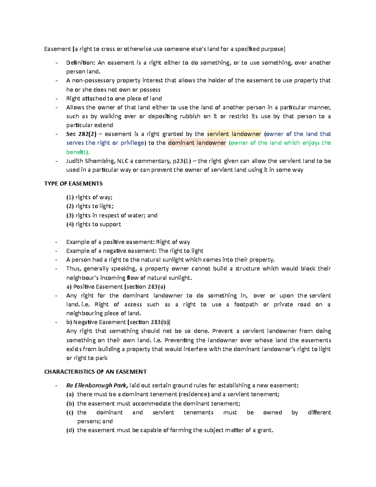 Topic 8 Easement land law Easement [a right to cross or otherwise
