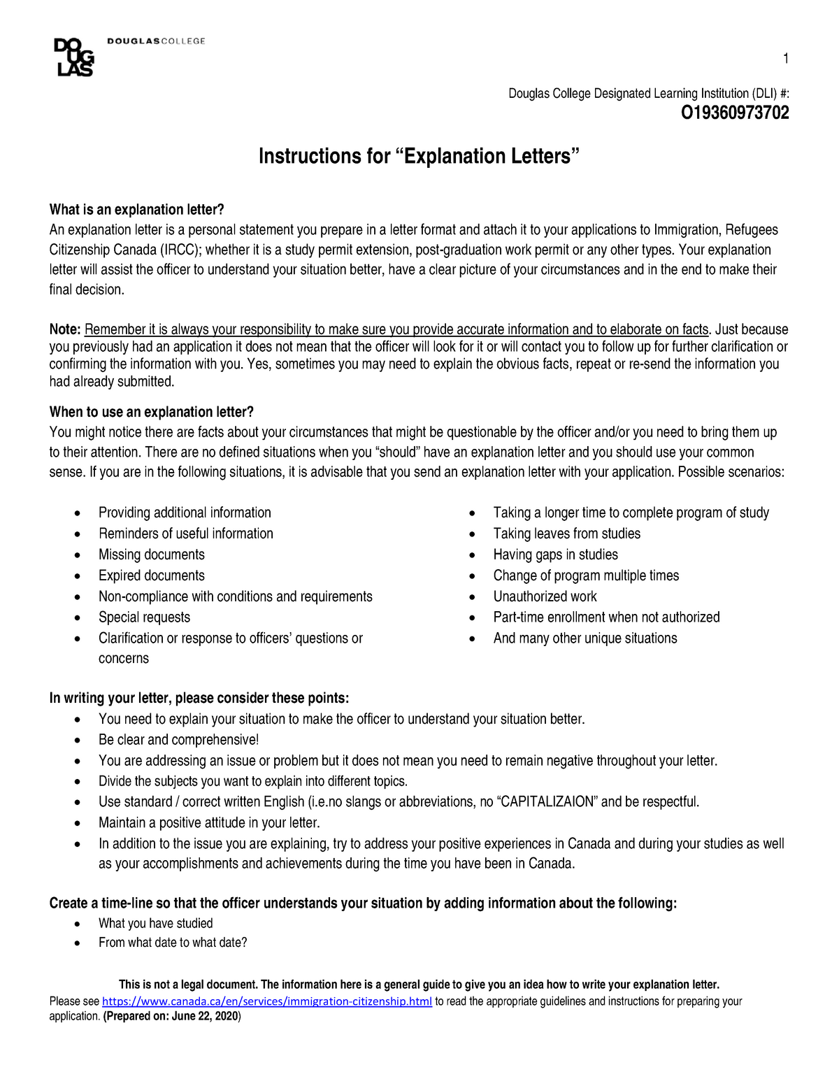 Explanation Letter Template and instructions 1 This is not a legal
