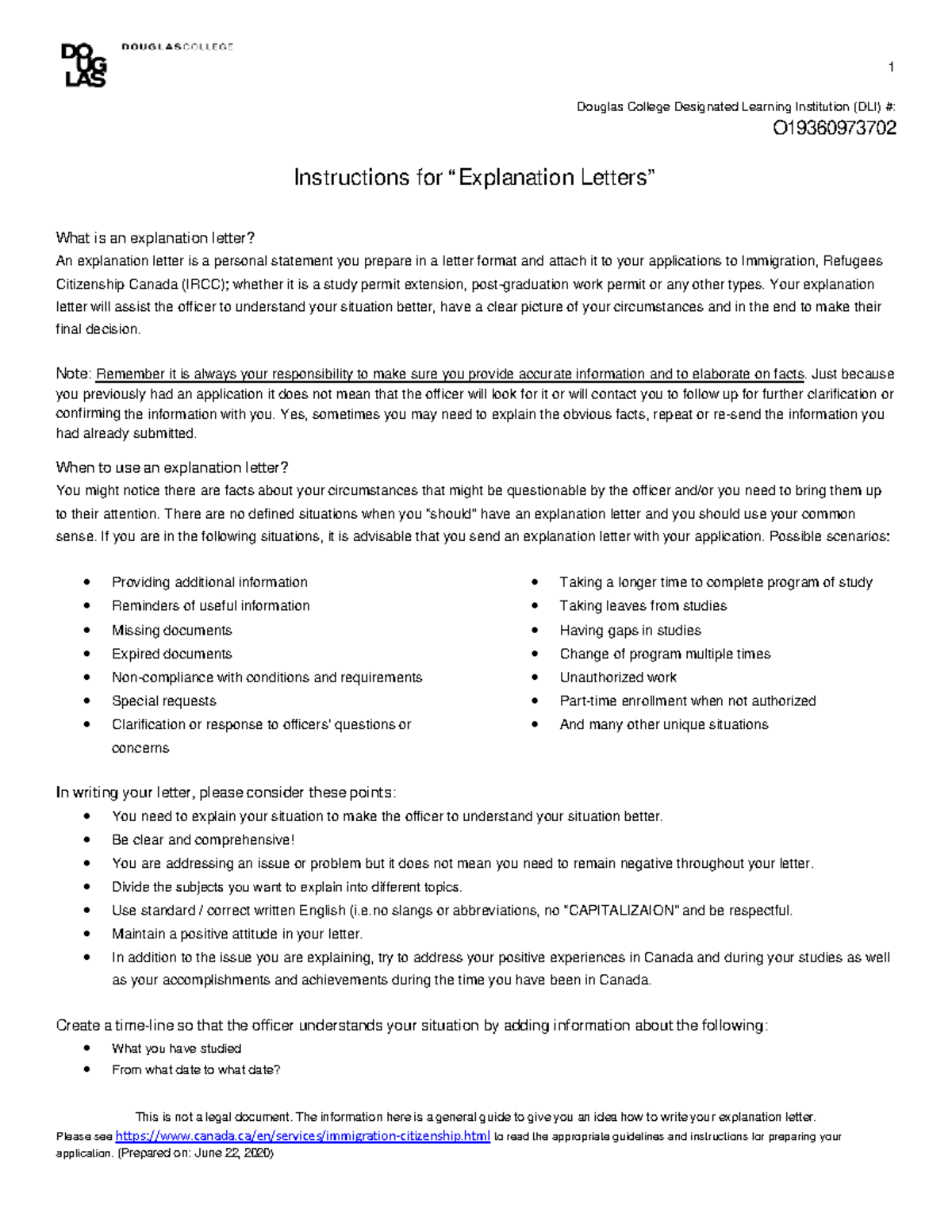 Explanation Letter Template and instructions 1 This is not a legal