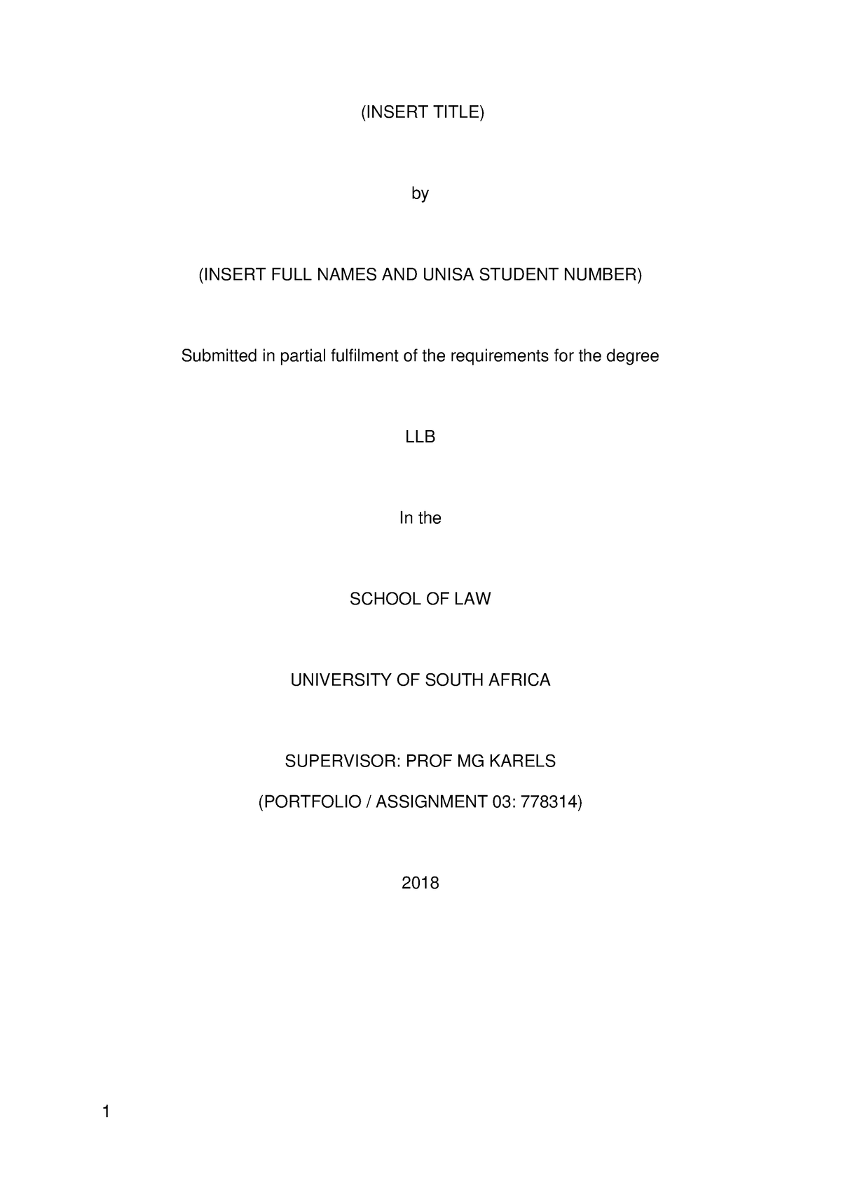 handwritten example of unisa written assignment