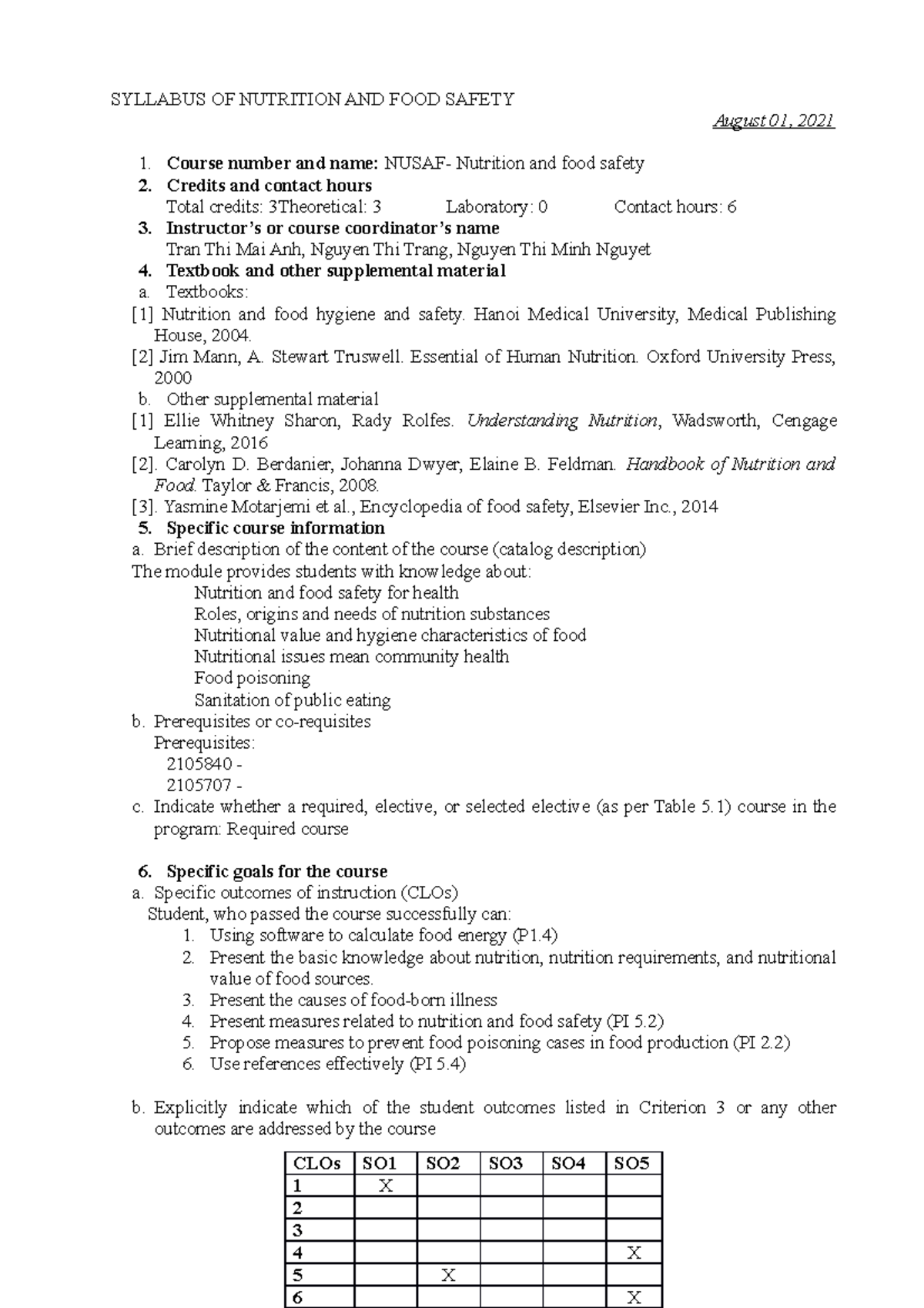 1. Syllabus Of Nutrtion And Food Safety-editted 12 - SYLLABUS OF ...