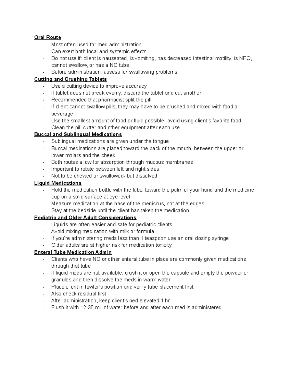 Oral and Topical Medication Admin Oral Route Most often used for