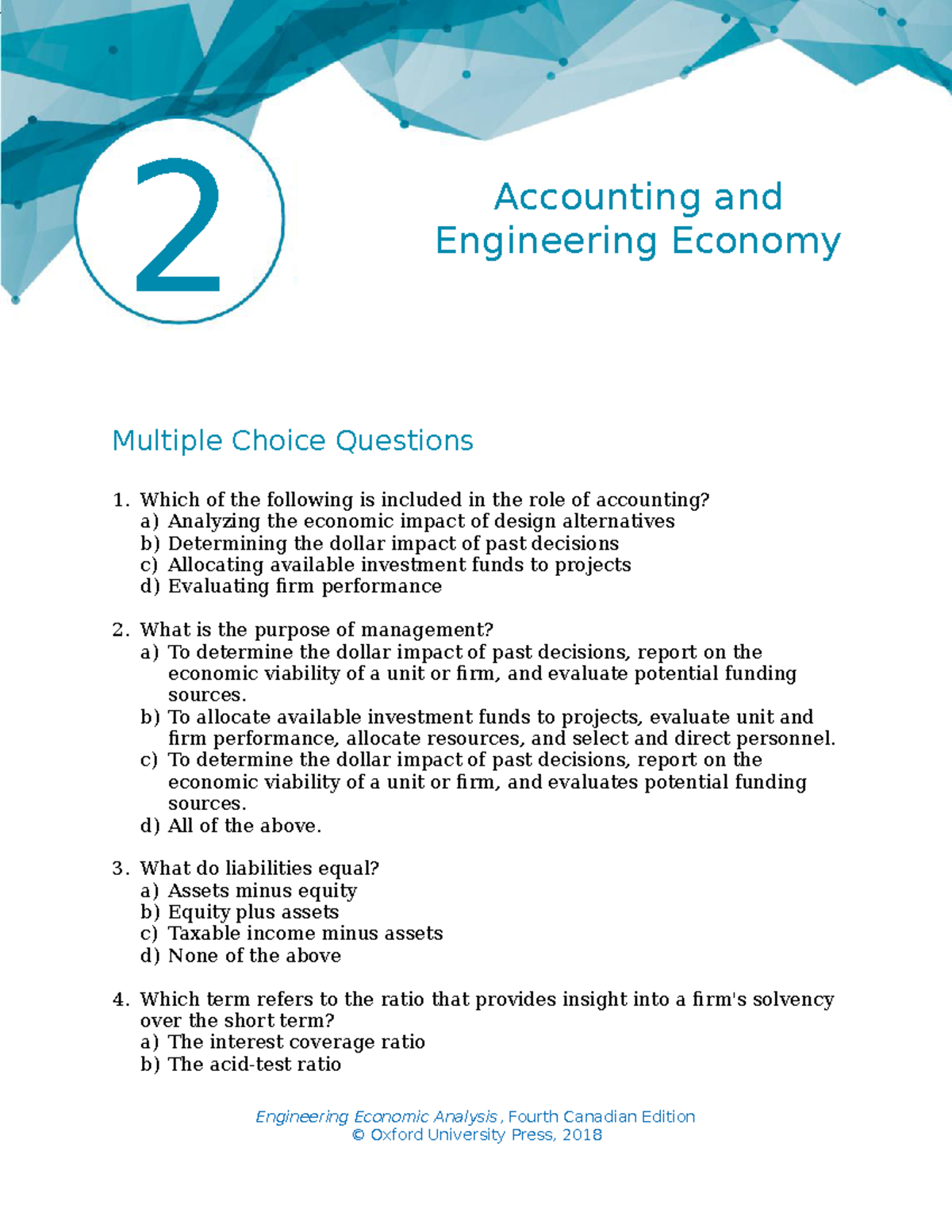 Chapter 2 Practice Questions - Multiple Choice Questions Which Of The ...