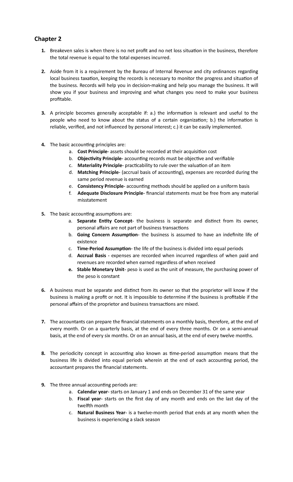 C2 Essay - Solution - Chapter 2 1. Breakeven Sales Is When There Is No 