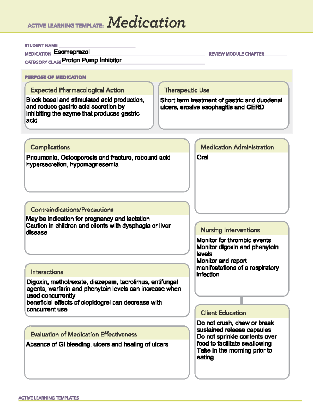 Esomeprazol - The lecture notes on specific drugs and their purpose ...