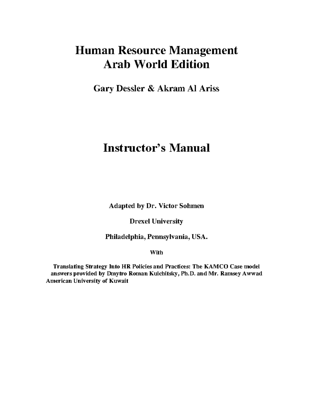 Dessler AWE IM Ch 9 Final - Human Resource Management Arab World ...