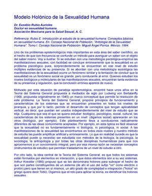 Modelo Holónico de la Sexualidad Humana - Eusebio Rubio Aurioles Doctor en  sexualidad humana. - Studocu