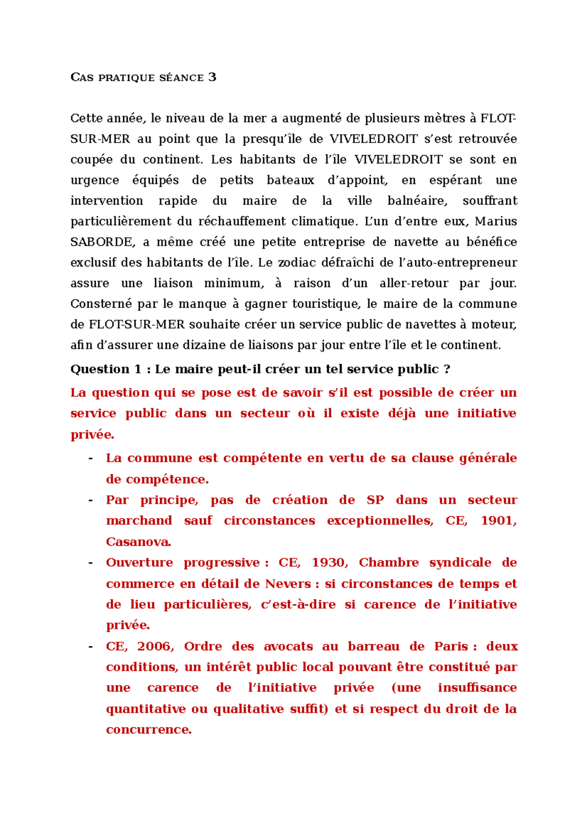 Arrêt Chambre Syndicale Du Commerce En Détail De Nevers Cas pratique séance 4 - CAS PRATIQUE SÉANCE 3 Cette année, le niveau de la  mer a augmenté de - Studocu