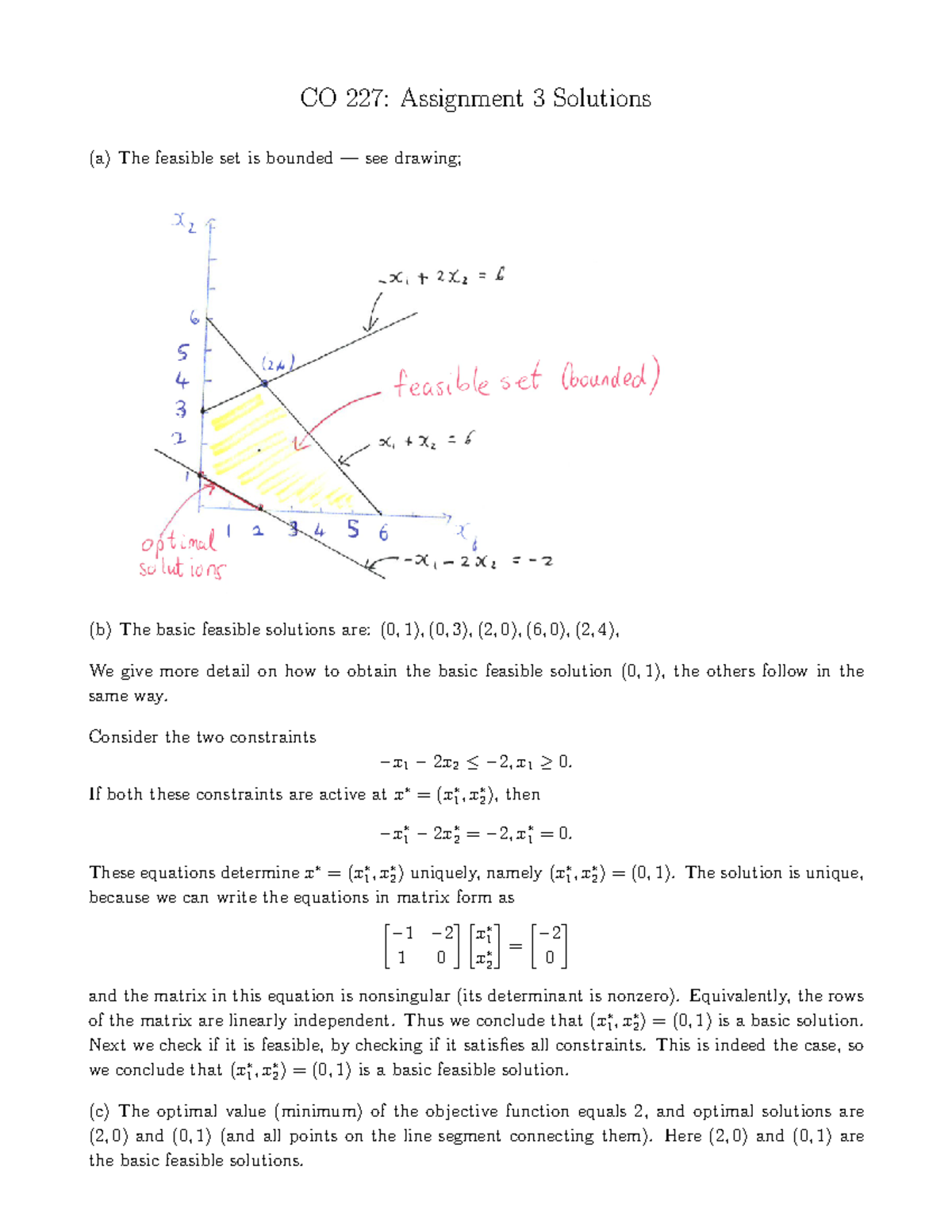Co227 a3 sln - ASSIGNMENT - Co 227 - UWaterloo - Studocu