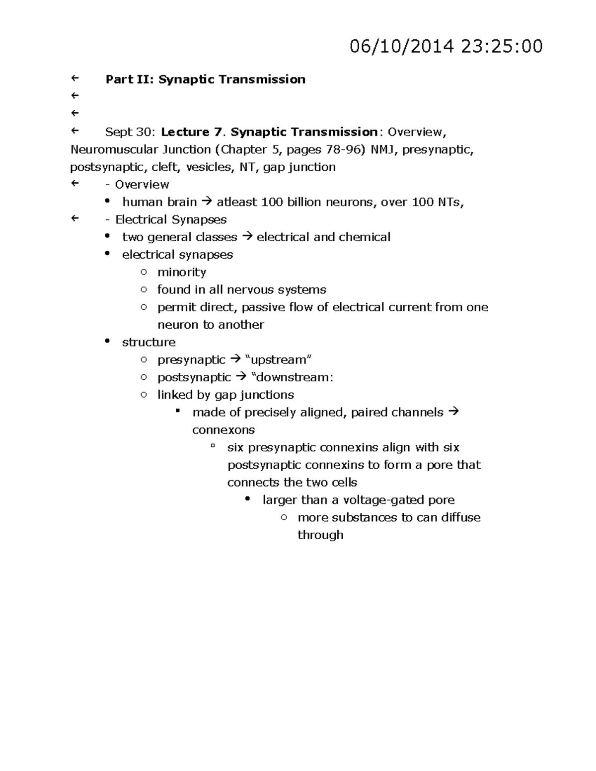 Exam II Homework Notes - 06/10/2014 23:25: ← Part II: Synaptic ...