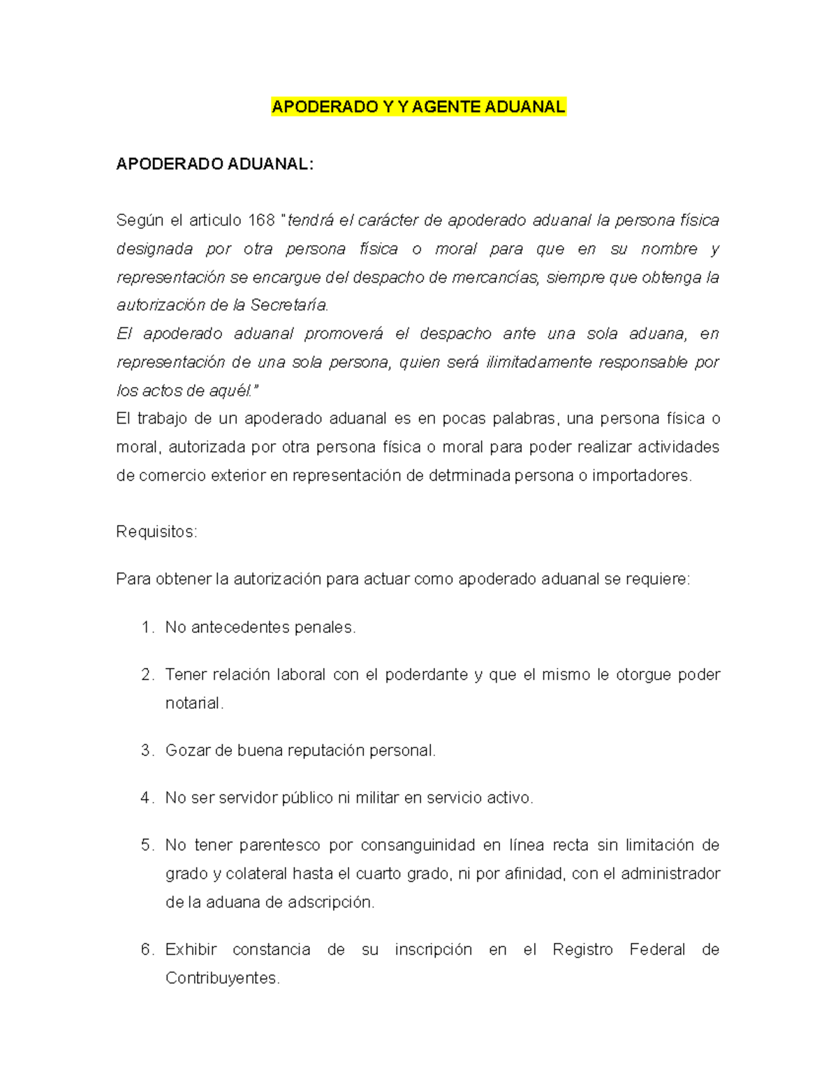 Apoderado Y Y Agente Aduanal - APODERADO Y Y AGENTE ADUANAL APODERADO ...