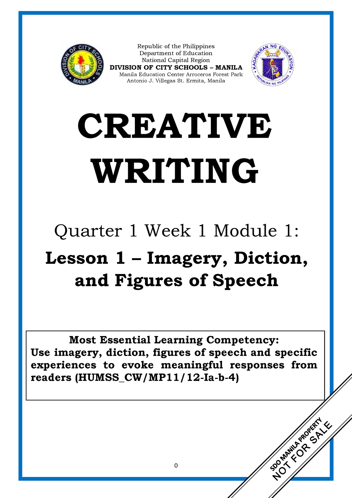 Creatve Writing Q1 W1 Mod1 - Republic Of The Philippines Department Of ...