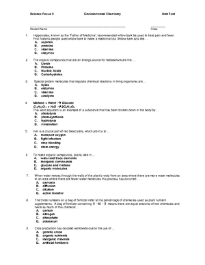 SNC1W Final Exam Topic Sheet - Studocu