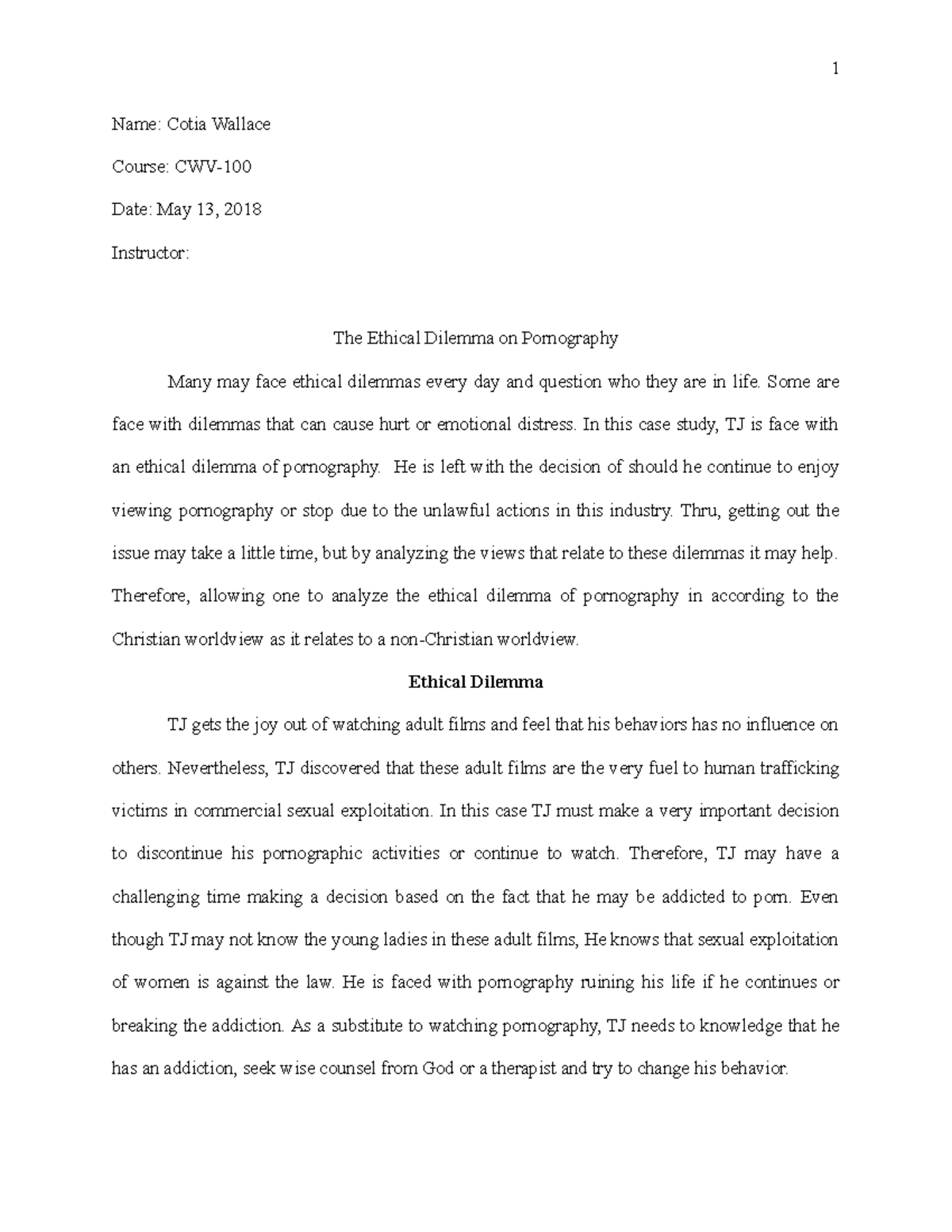 ethical dilemma essay sample