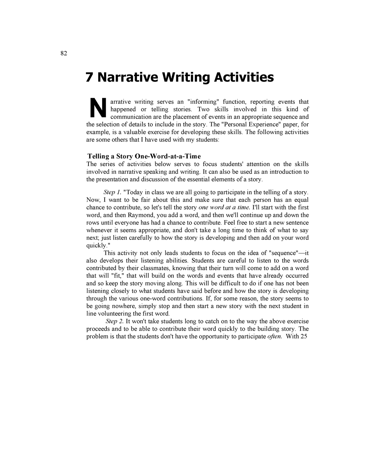 Narrative Writing Activities - 82 7 Narrative Writing Activities N ...