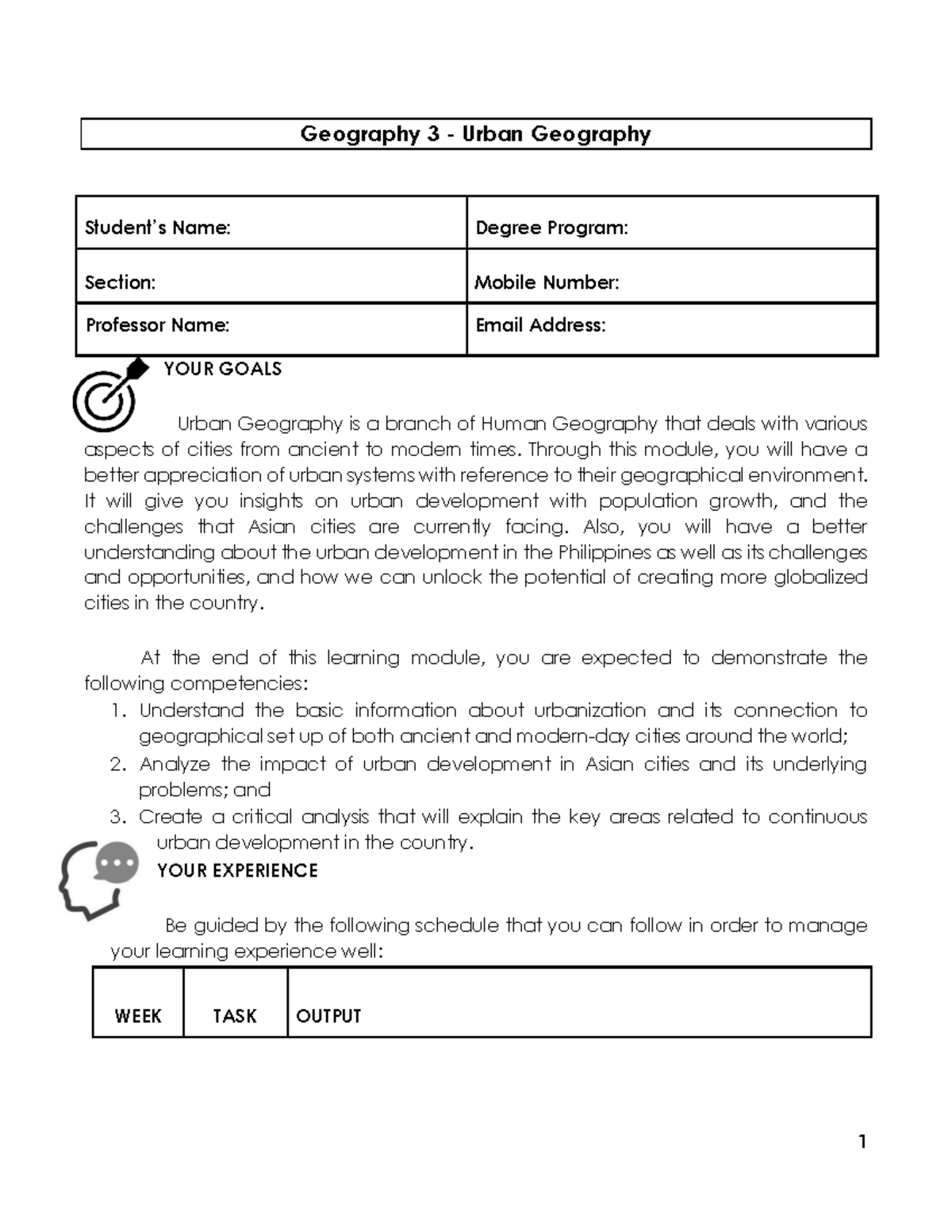 Geography 3 Urban Geography Module Social Issues and Professional