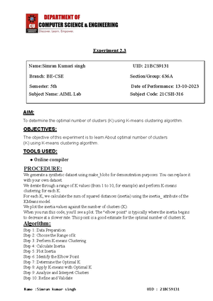 AML exp-5 experiment for advanced machine learning - Experiment No. 1 ...