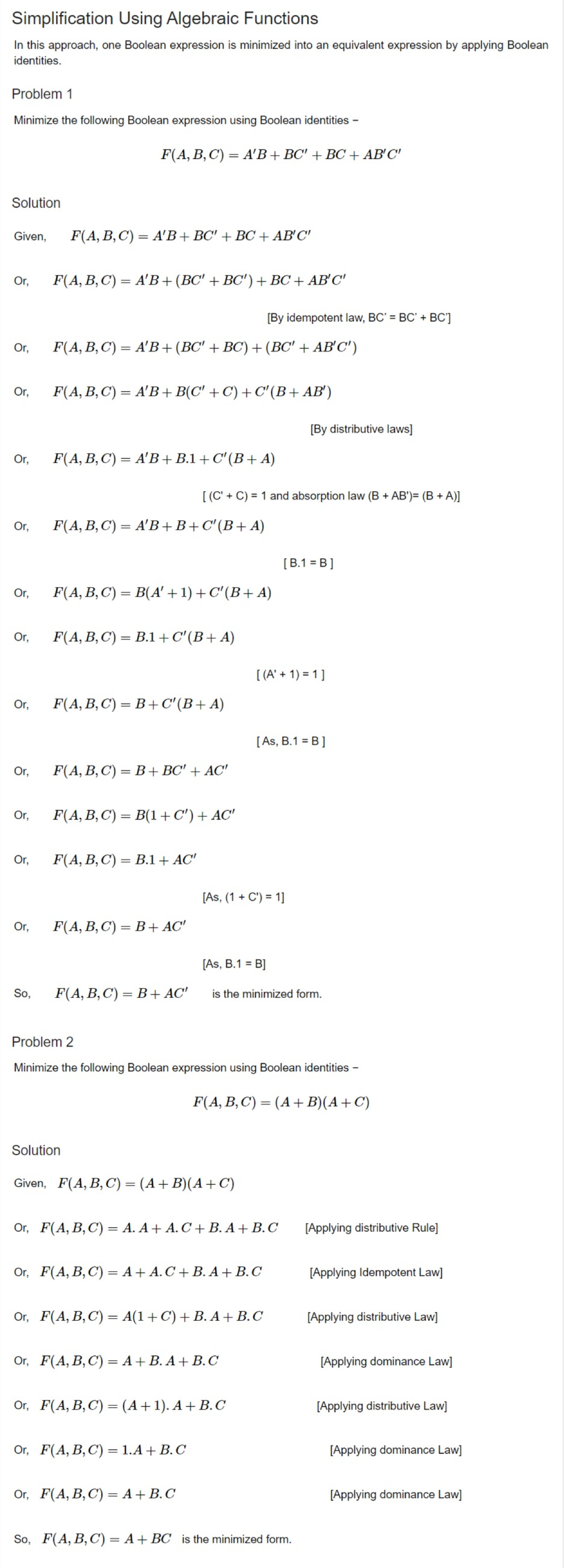 Boolean Function simplification - Electrical Circuit-1 - Studocu