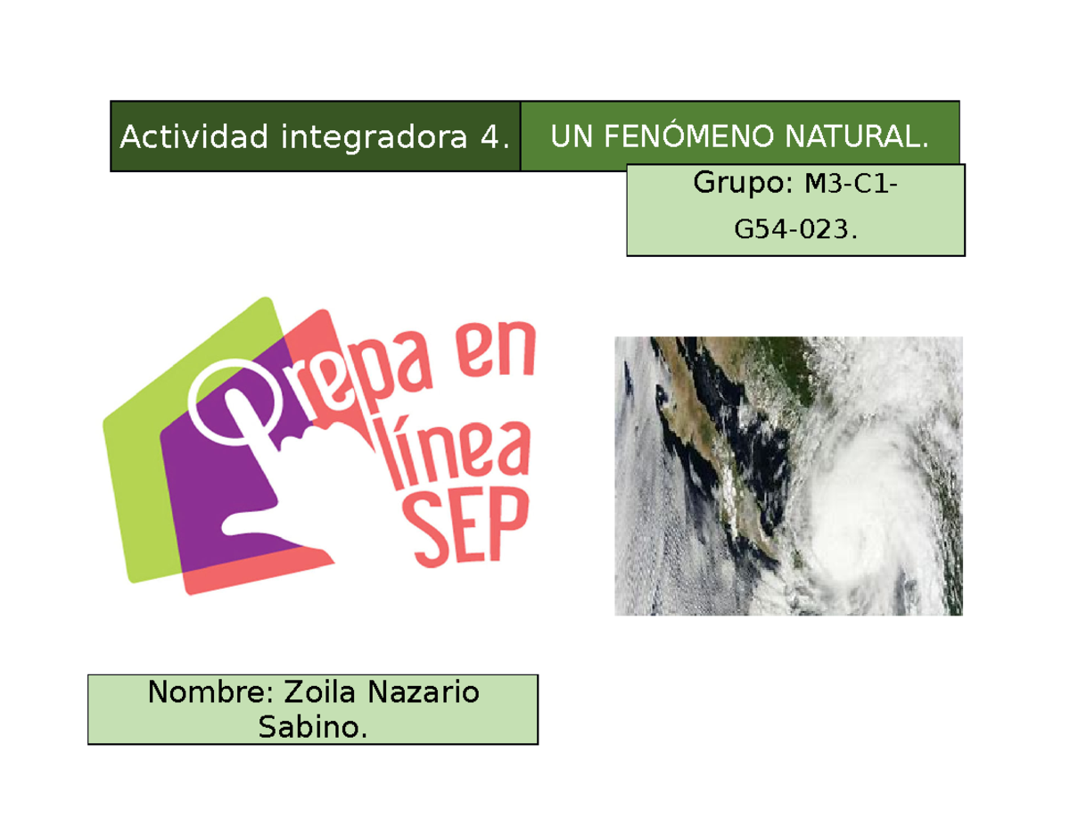 Actividad Integradora 4 Un Fenómeno Natural 2018 www.studocu.com