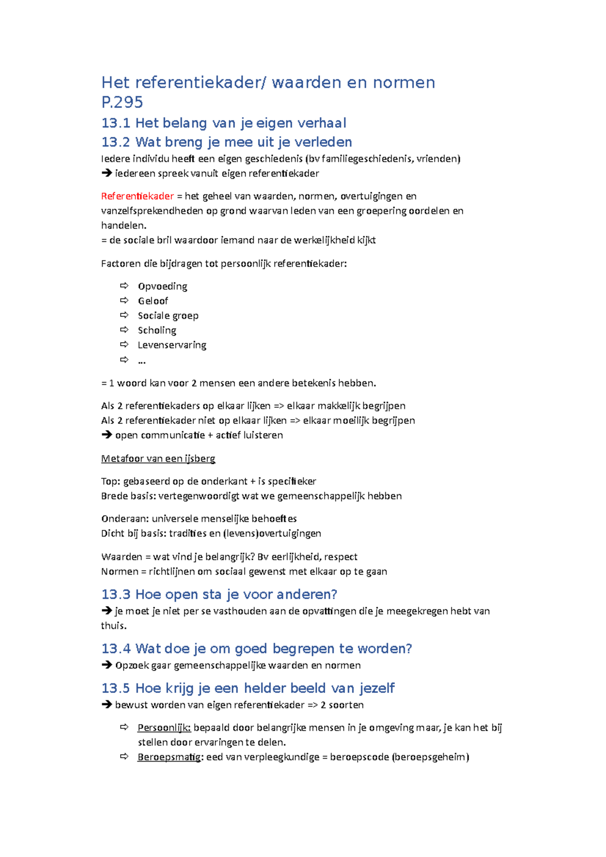 Het referentiekader waarden en normen 13 Het belang van je eigen verhaal 13 Wat breng je mee Het referentiekader waarden en normen 13 Het belang van je eigen verhaal 13 Wat breng je mee