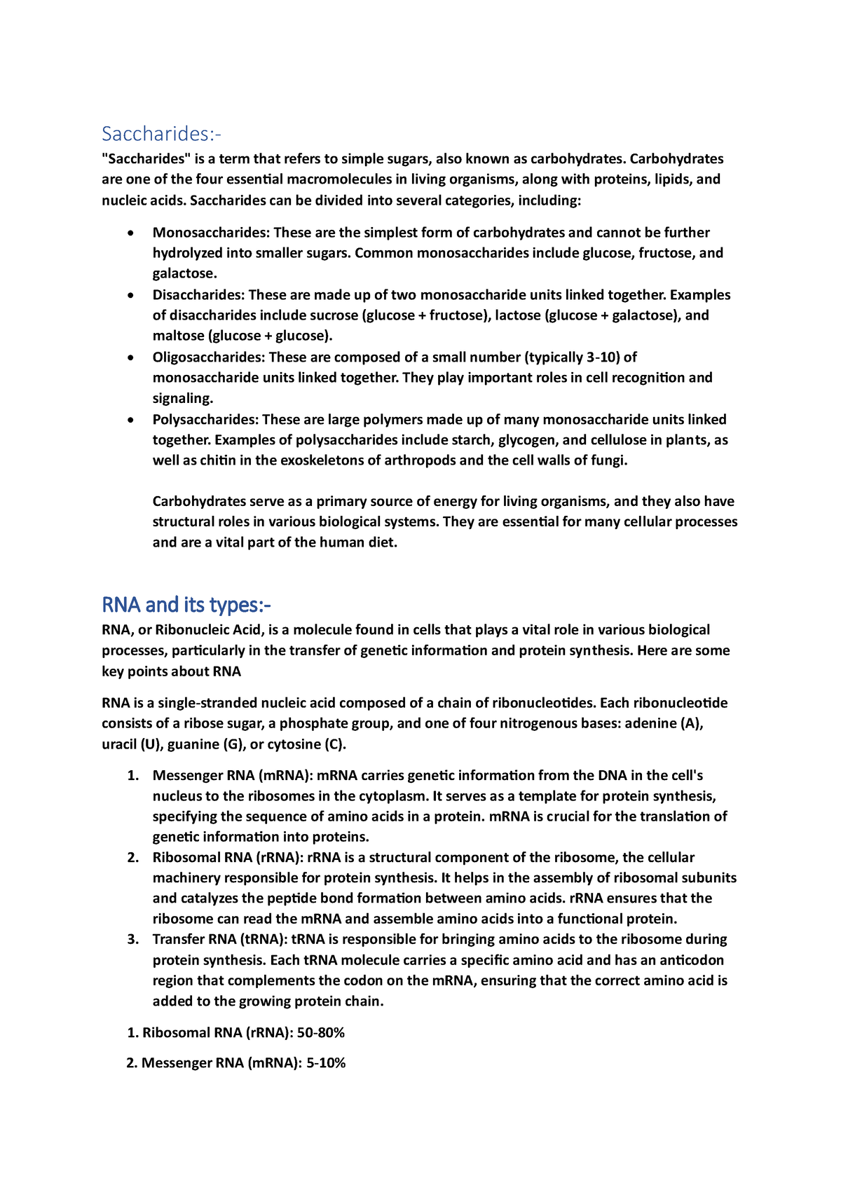 4M OF Biology - jdjf - Saccharides:- 