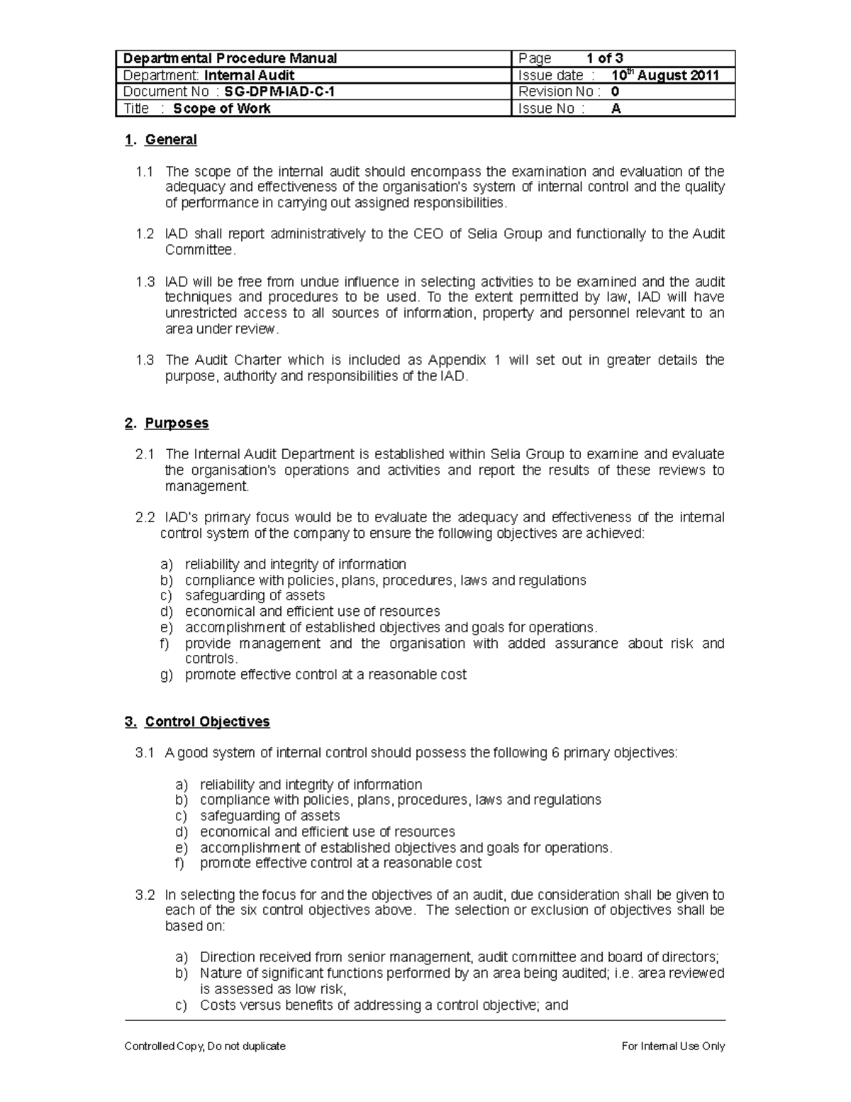 Internal Audit Manual - Departmental Procedure Manual Page 1 of 3 ...