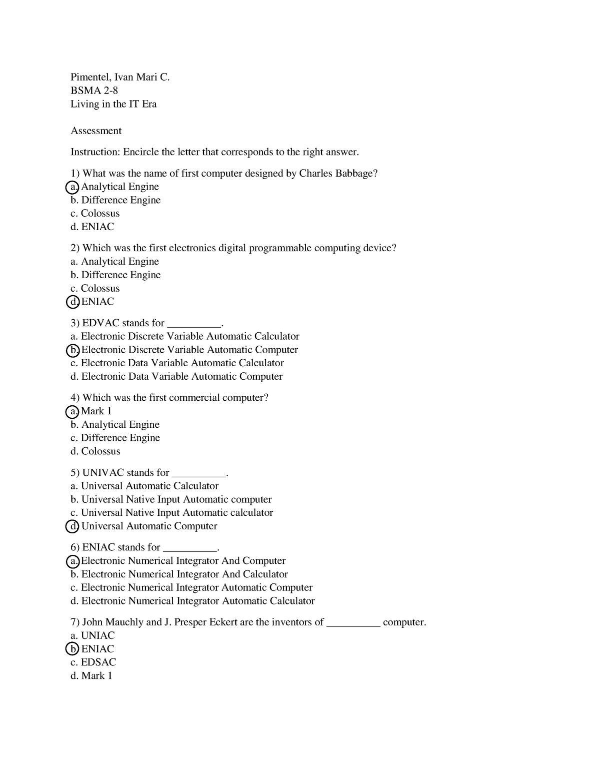 Living in the IT Era - Assessment - Pimentel, Ivan Mari C. BSMA 2 ...