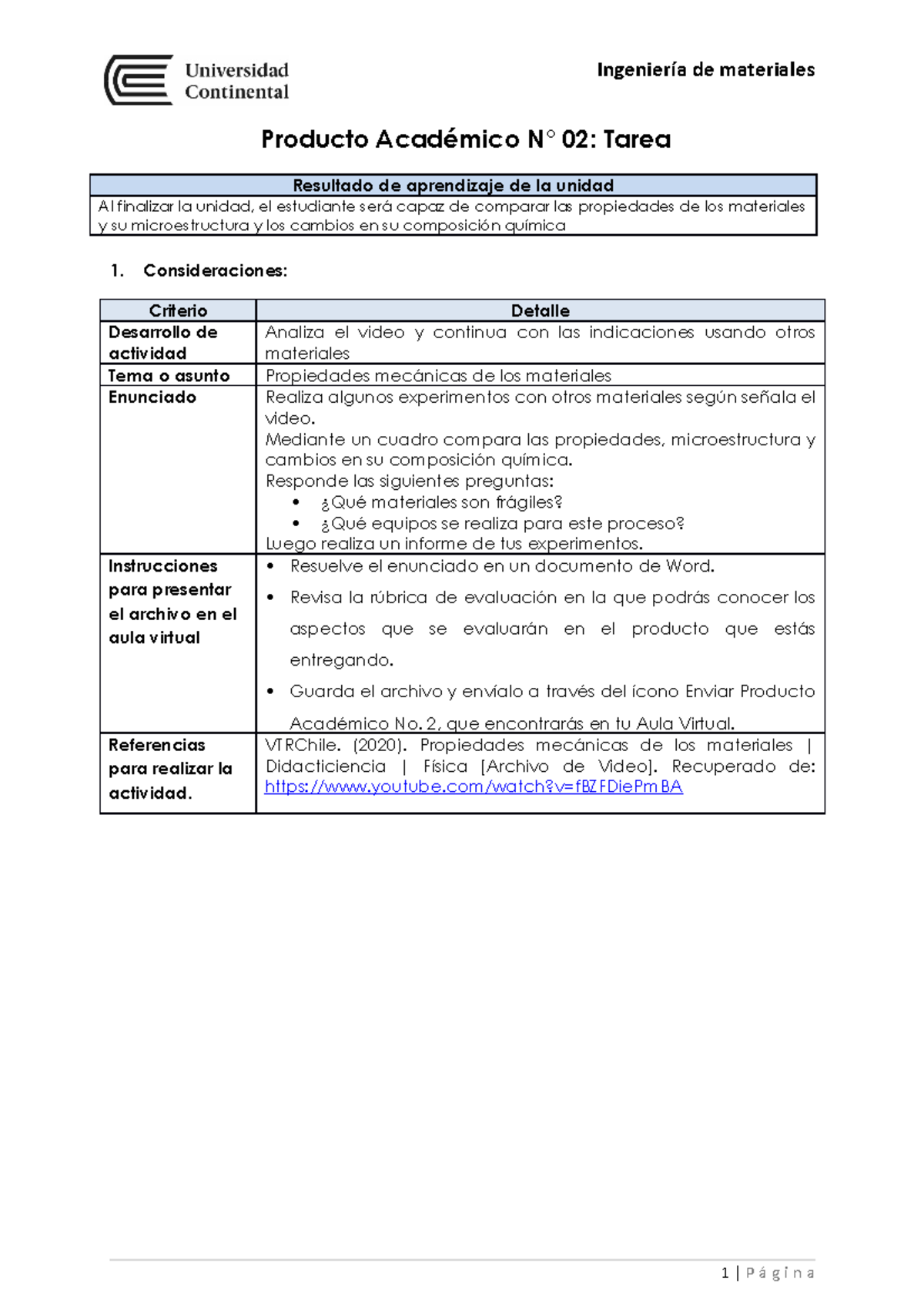 PA2 Tarea - TRABAJO - Ingeniería De Materiales Producto Académico N° 02 ...