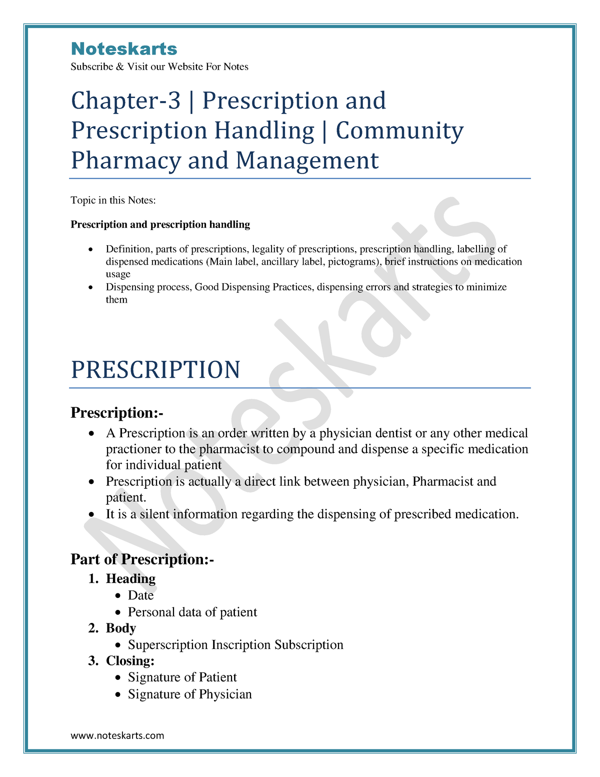 Chapter 3 Prescription And Prescription Handling Community Pharmacy And ...